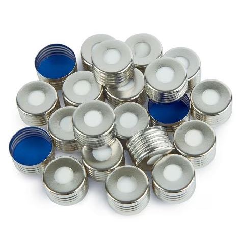 Magnetic Screw-Thread Headspace Caps, 18 mm and Blue PTFE/Silicone, 1.5 mm thick Septa for SPME, 1000-pk