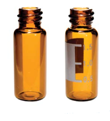 Amber Glass Screw Top, 2 ml, Level 1 Everyday HPLC Autosampler Vials with PTFE Caps with Silicon Septa 100 Vials